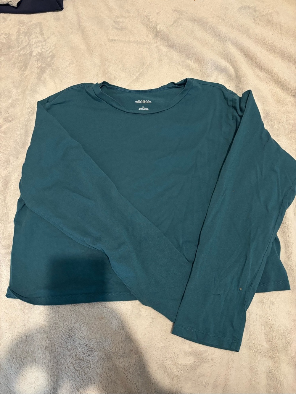 wild fable Teal Crewneck Long Sleeve Crop Top